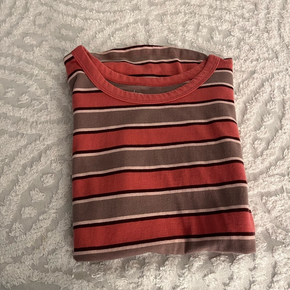 Ladies’ tee shirt in soft stripes; size medium